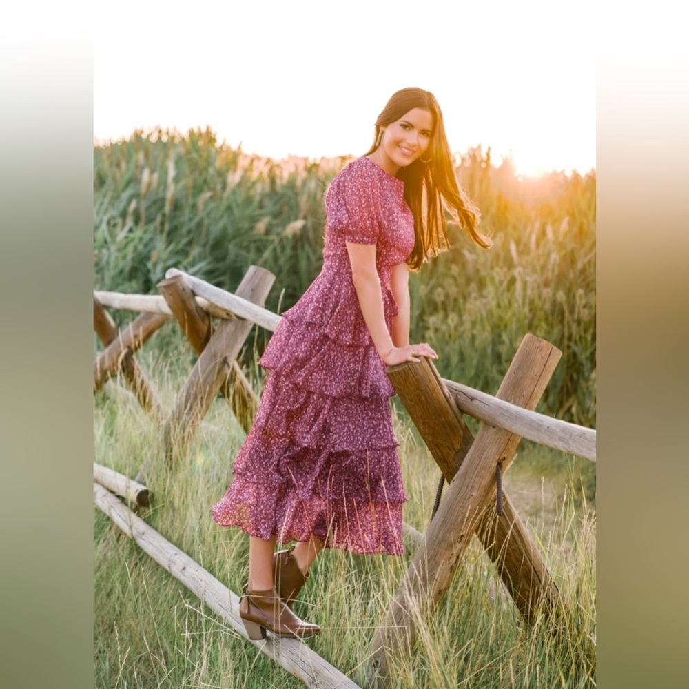 Elegant Purple Ruffle Dress
